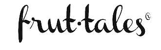 Logotipo de Frut-tales en letra manuscrita negra sobre fondo blanco