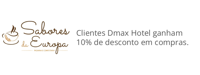 Logotipo da Sabores de Europa, que oferece aos clientes do Hotel Dmax um desconto de 10% nas compras.