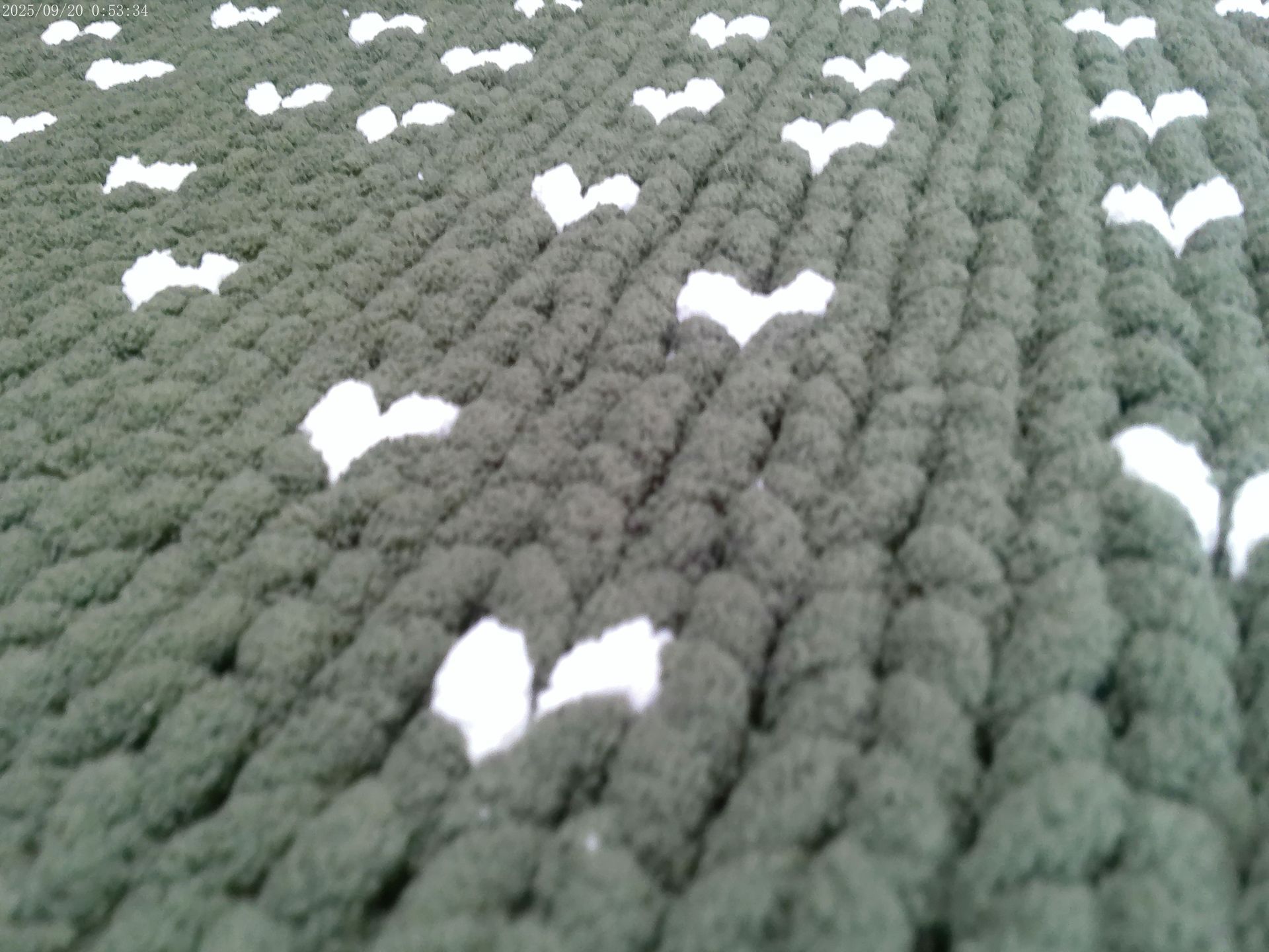 Green Chunky Knit Blanket With Glow In The Dark Hearts