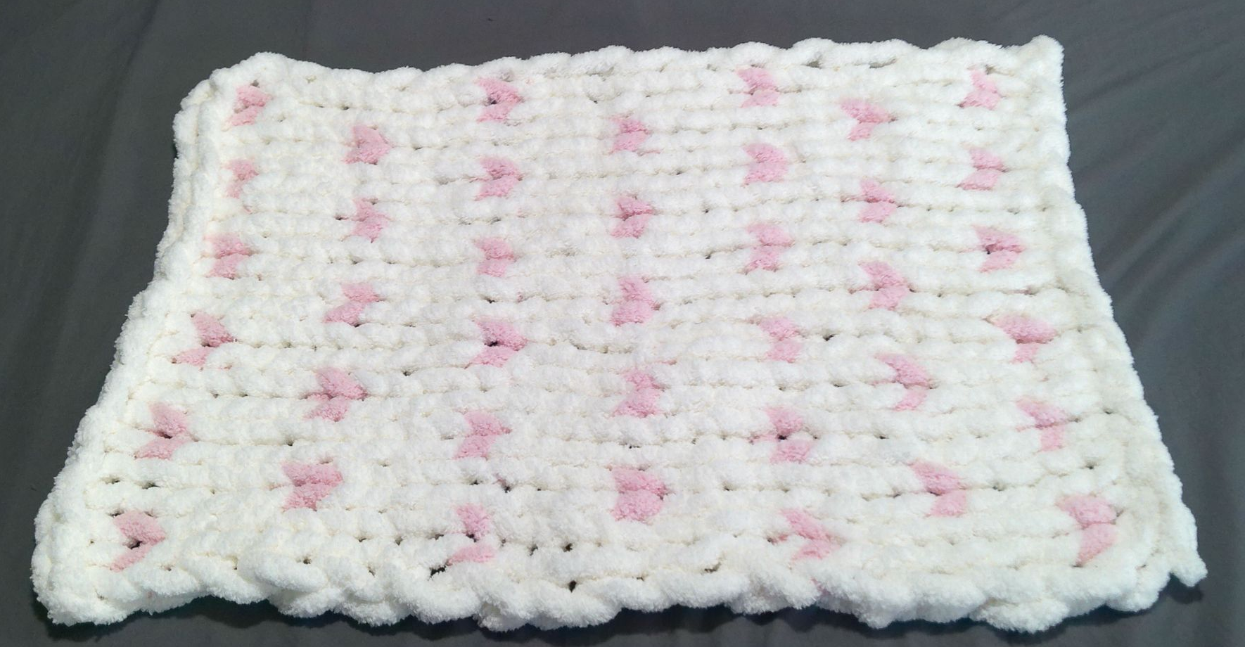 Pink Heart Chunky Knit Baby Blanket