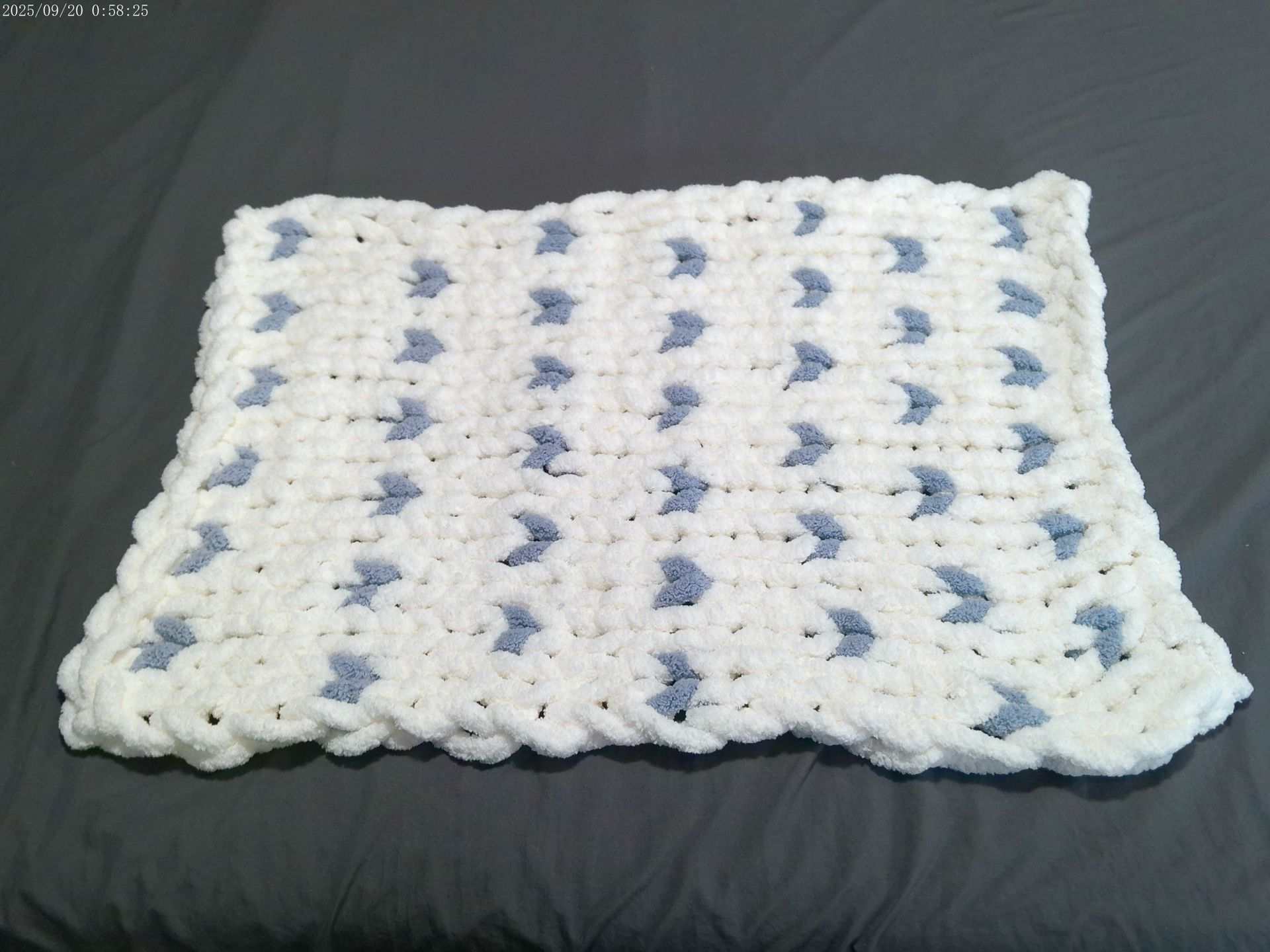 Blue Heart Chunky Knit Baby Blanket