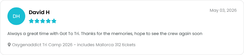 Review card from David H with five blue stars and a short testimonial message.