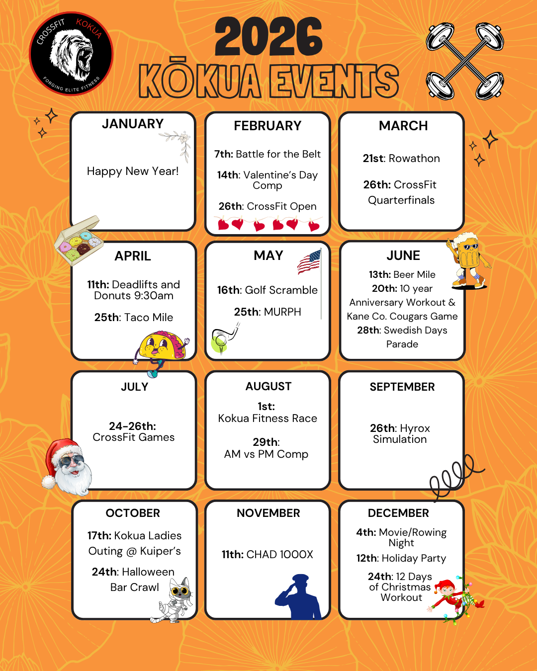 A calendar for 2024 kokua events is shown on a piece of paper.