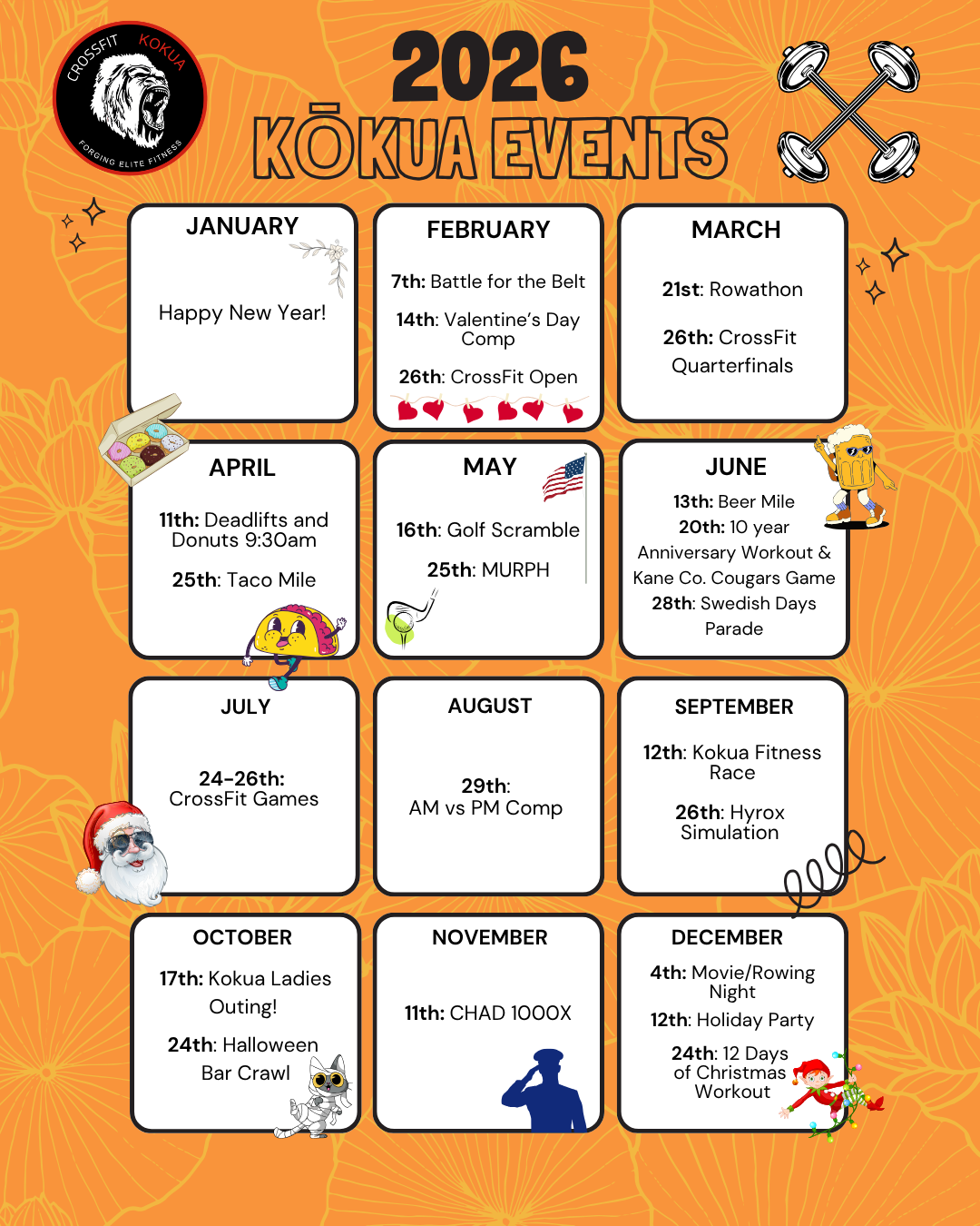 A calendar for 2024 kokua events is shown on a piece of paper.