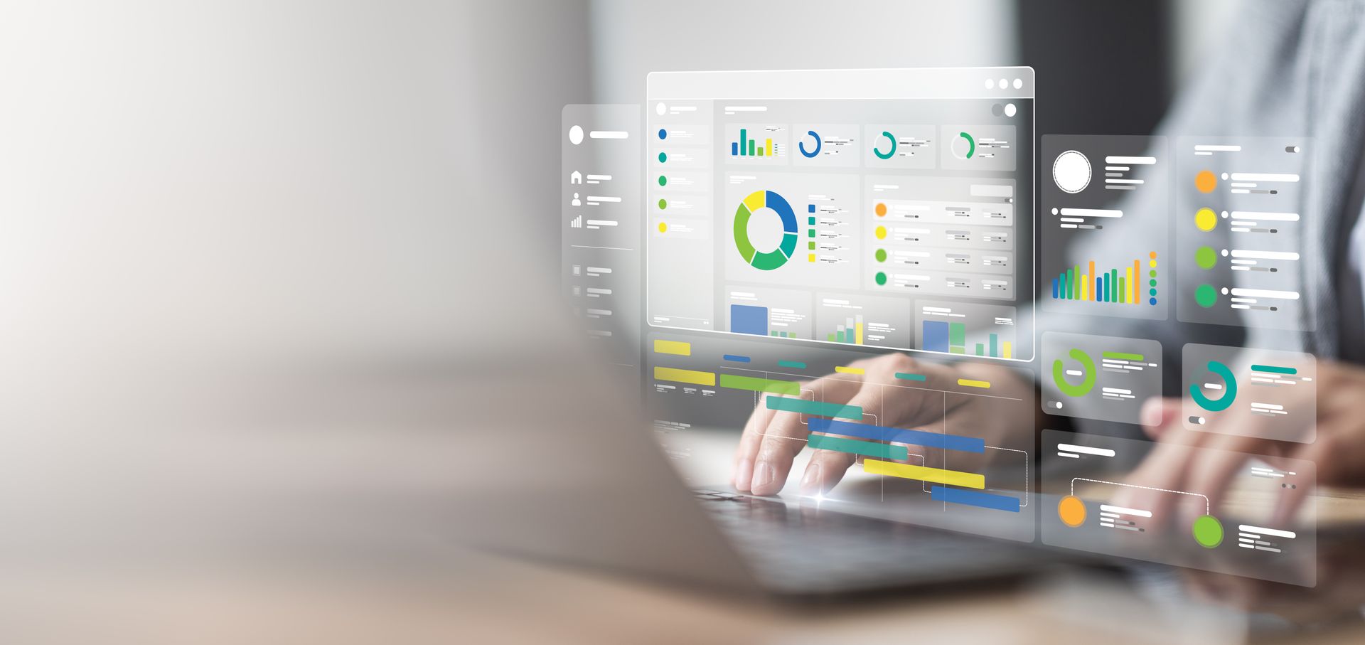 Marketing expert analyzing a digital infographic on their laptop