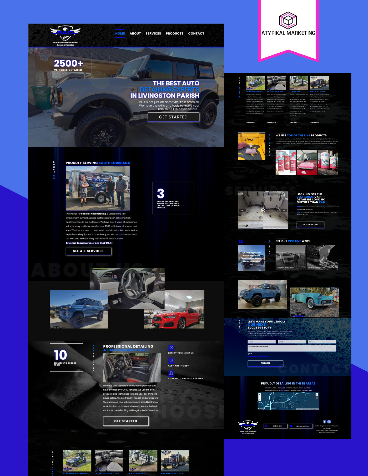 A collage of images of a car on a website.