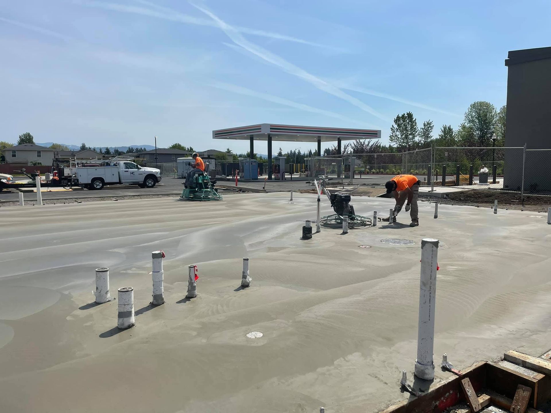 A construction site with a gas station in the background in Vancouver, WA