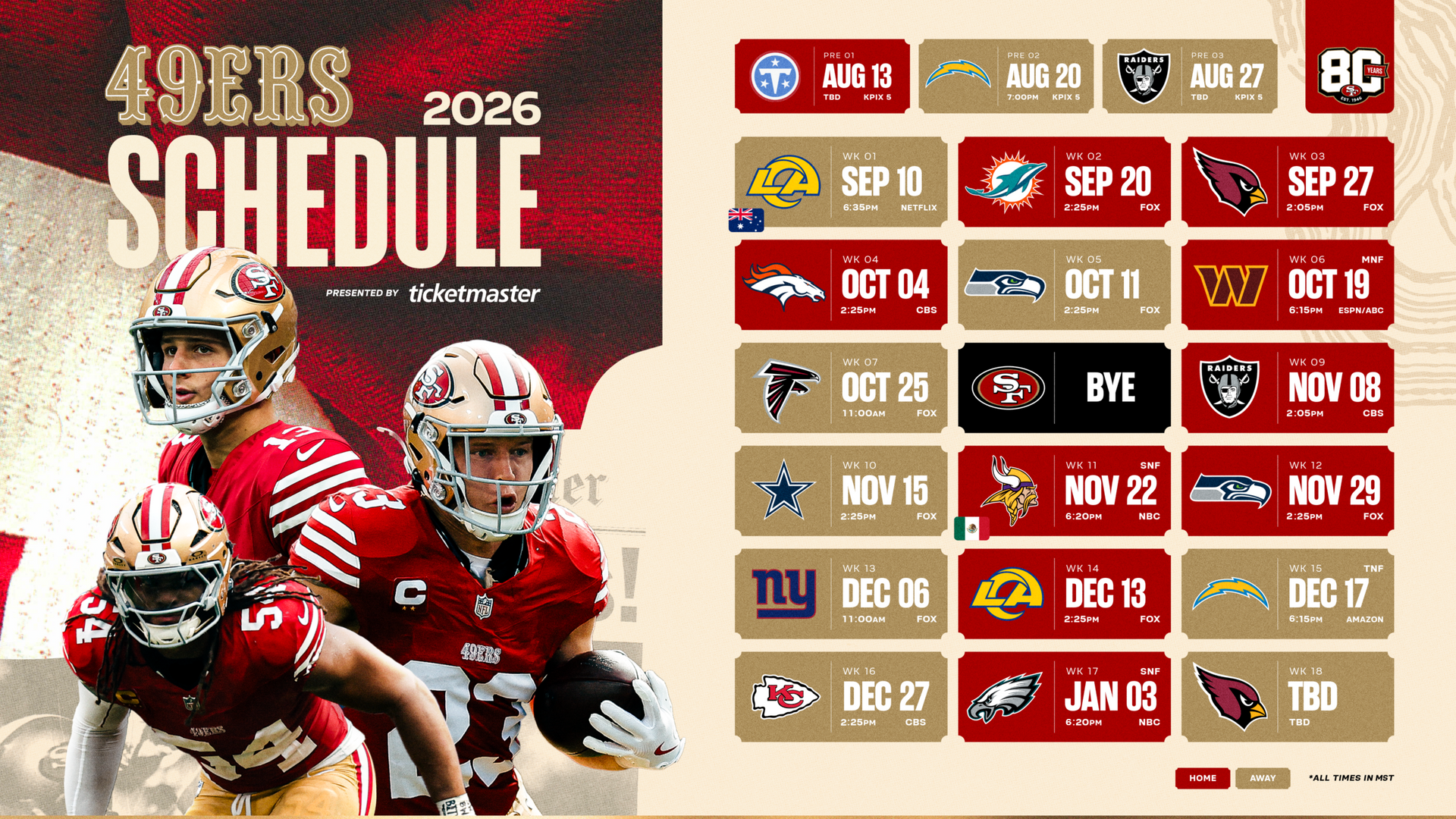 49ers 2024 Season Schedule for Denver's 49ers Sports Bar