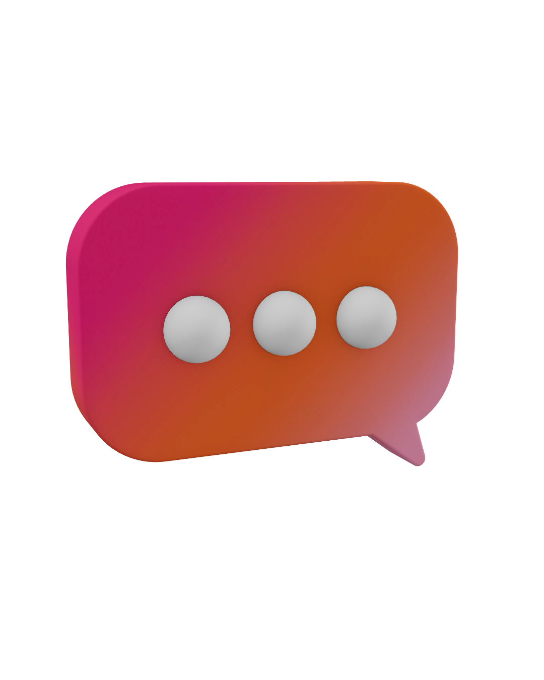 Pink-orange chat bubble icon with three gray dots indicating a message
