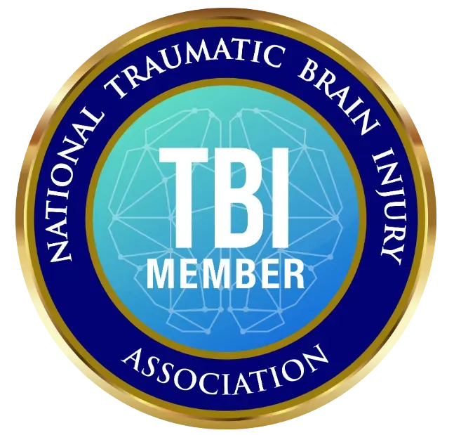 National Traumatic Brain Injury Association TBI Member circular blue and gold emblem