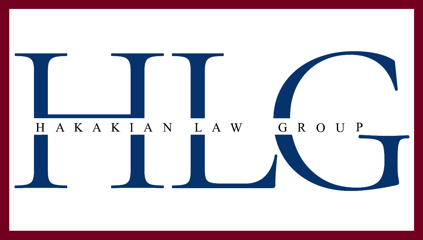 HILG logo for Hakakian Law Group in blue serif letters on a white background with a maroon border