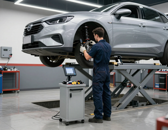 Alignment and brake service in progress