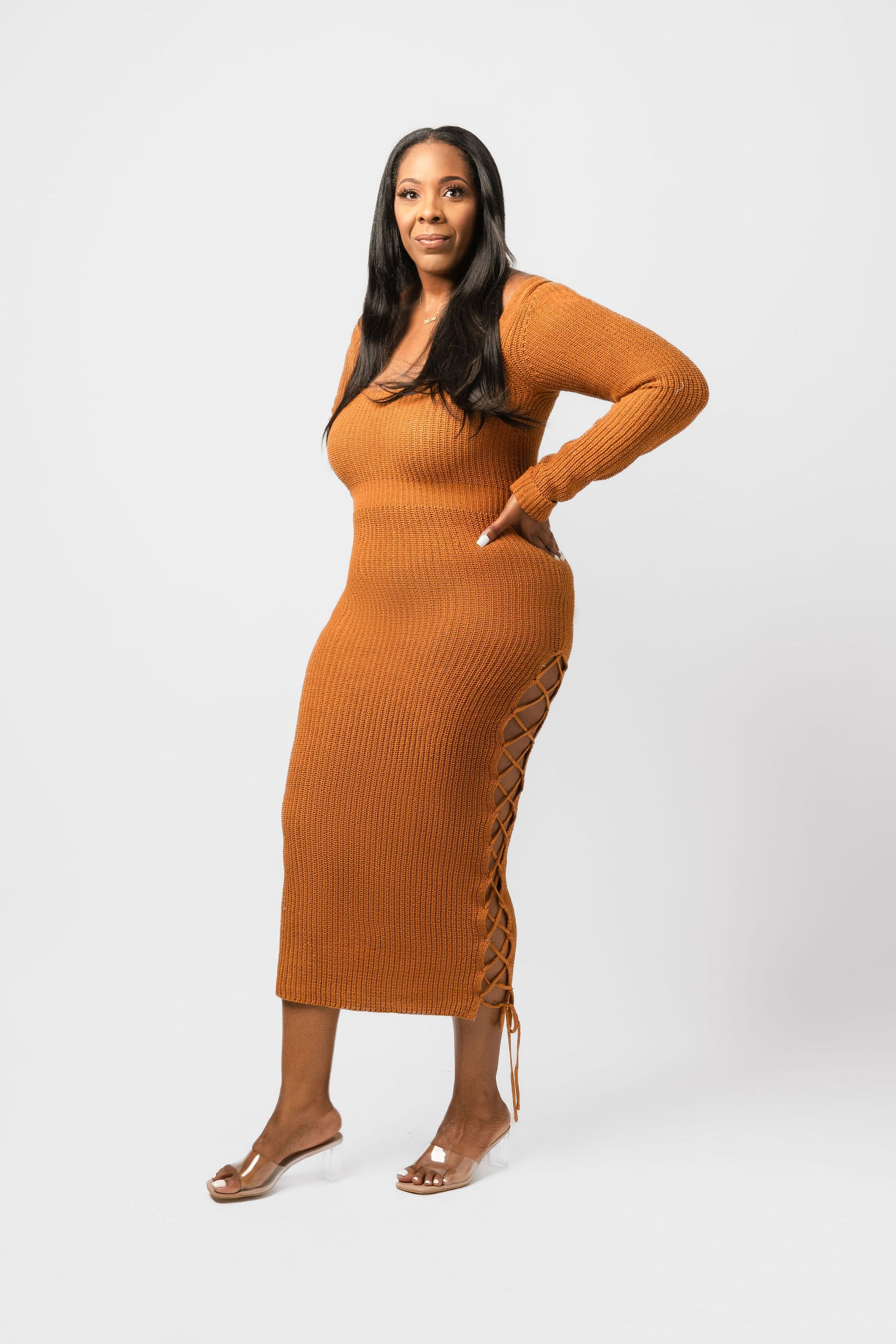 Night of the Hazel (Brown) Fitted Dress