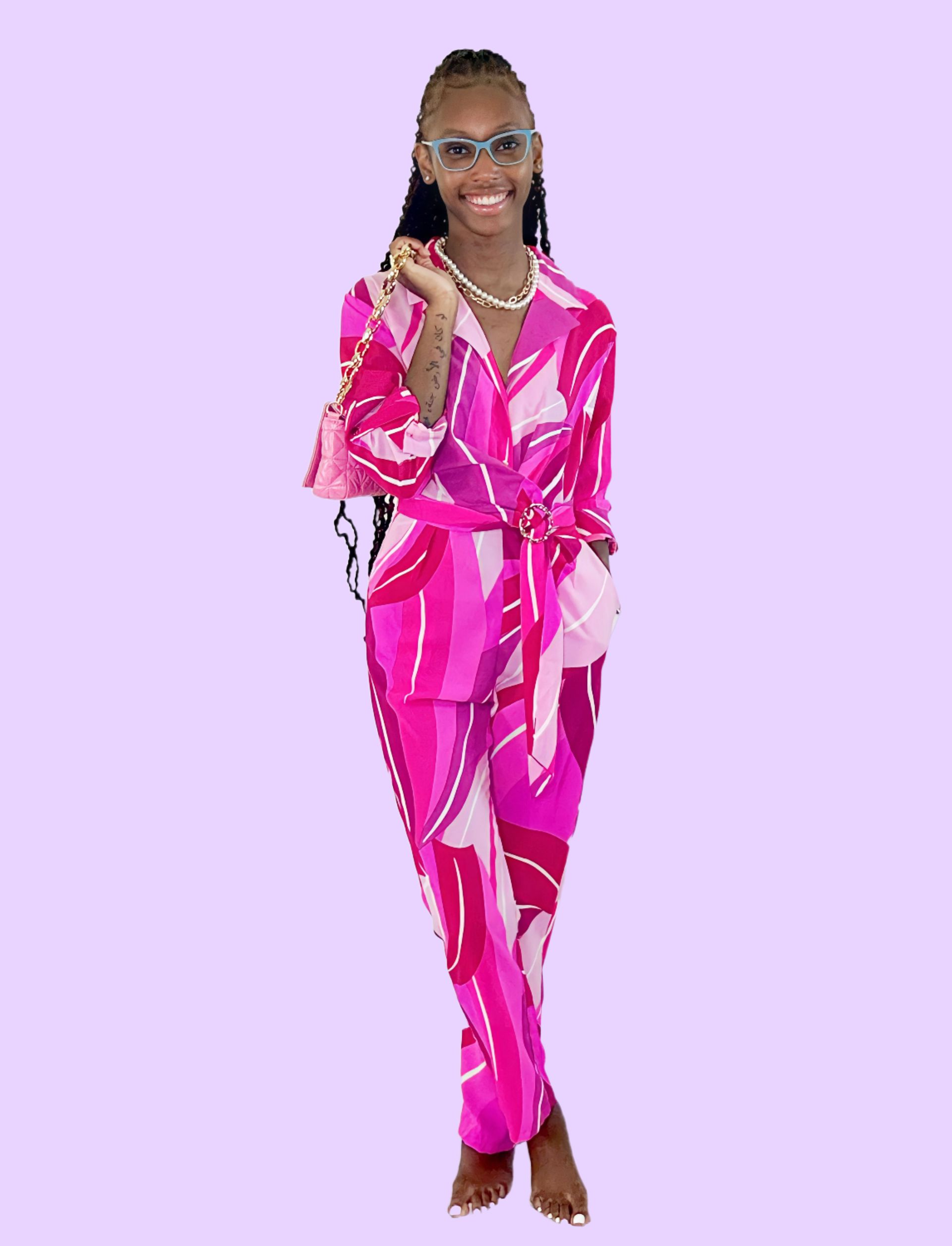 Plenty of Pink and Purple Jumpsuit w/ Belt