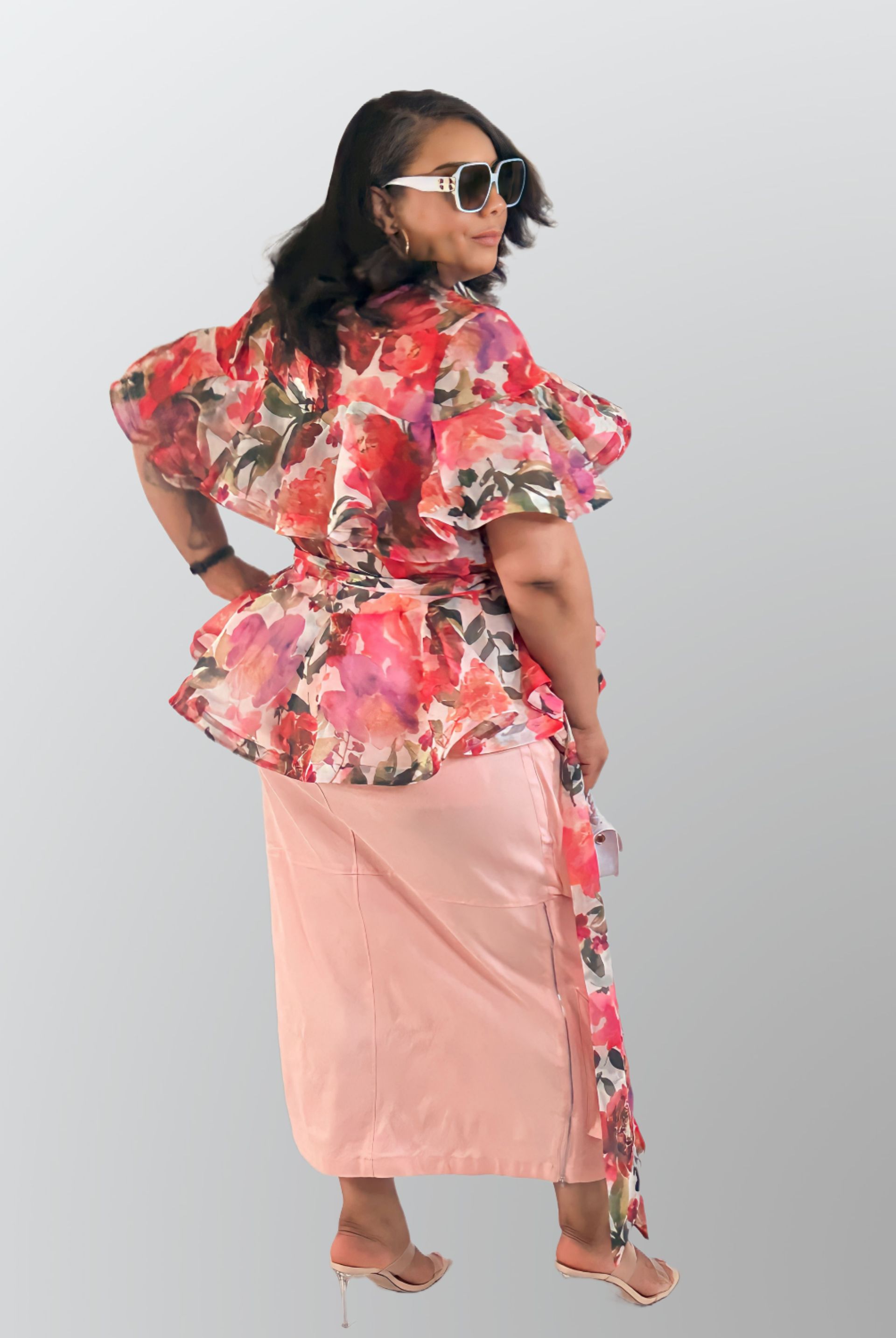Plus Size: Garden of Florals Top w/ Long Front Sash