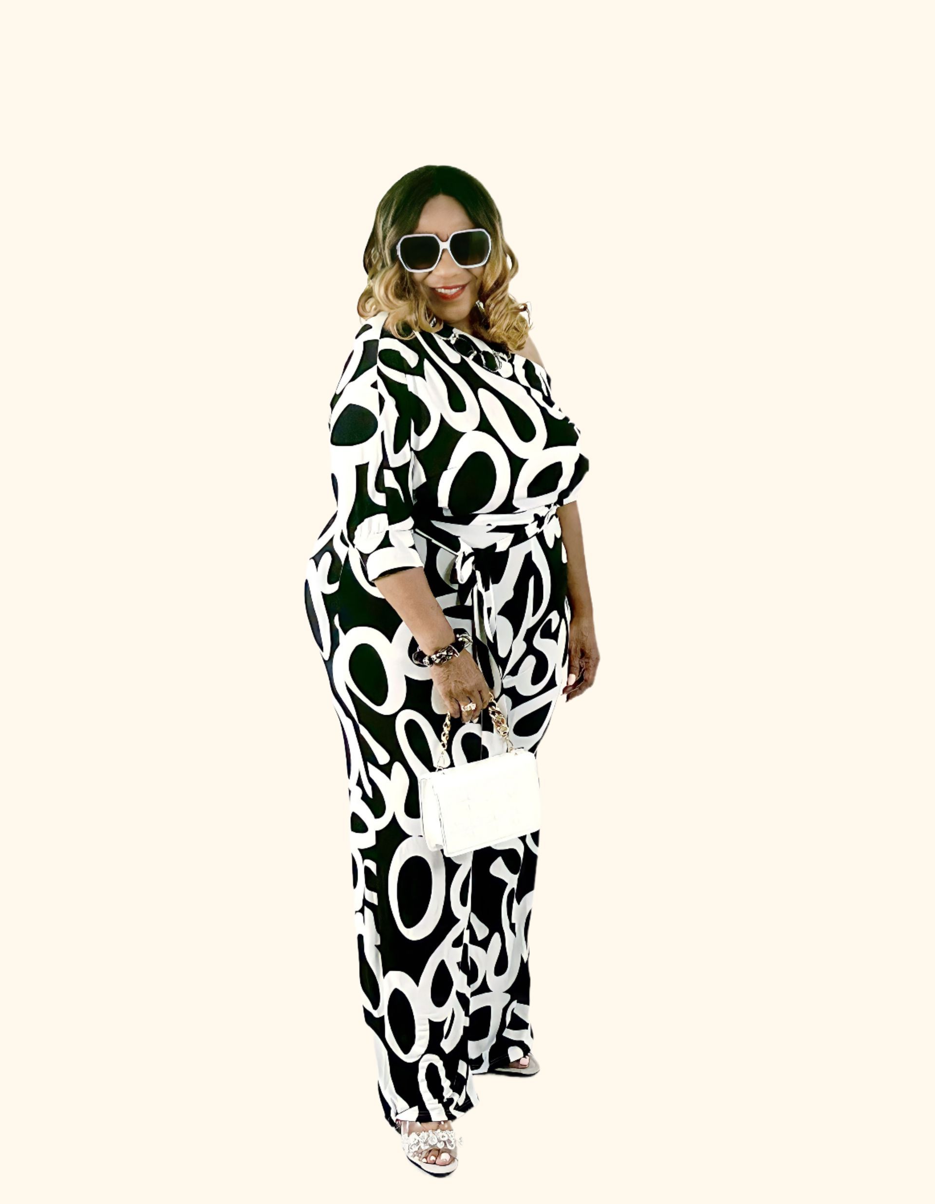 Plus Size: Black and White Affair Jumpsuit