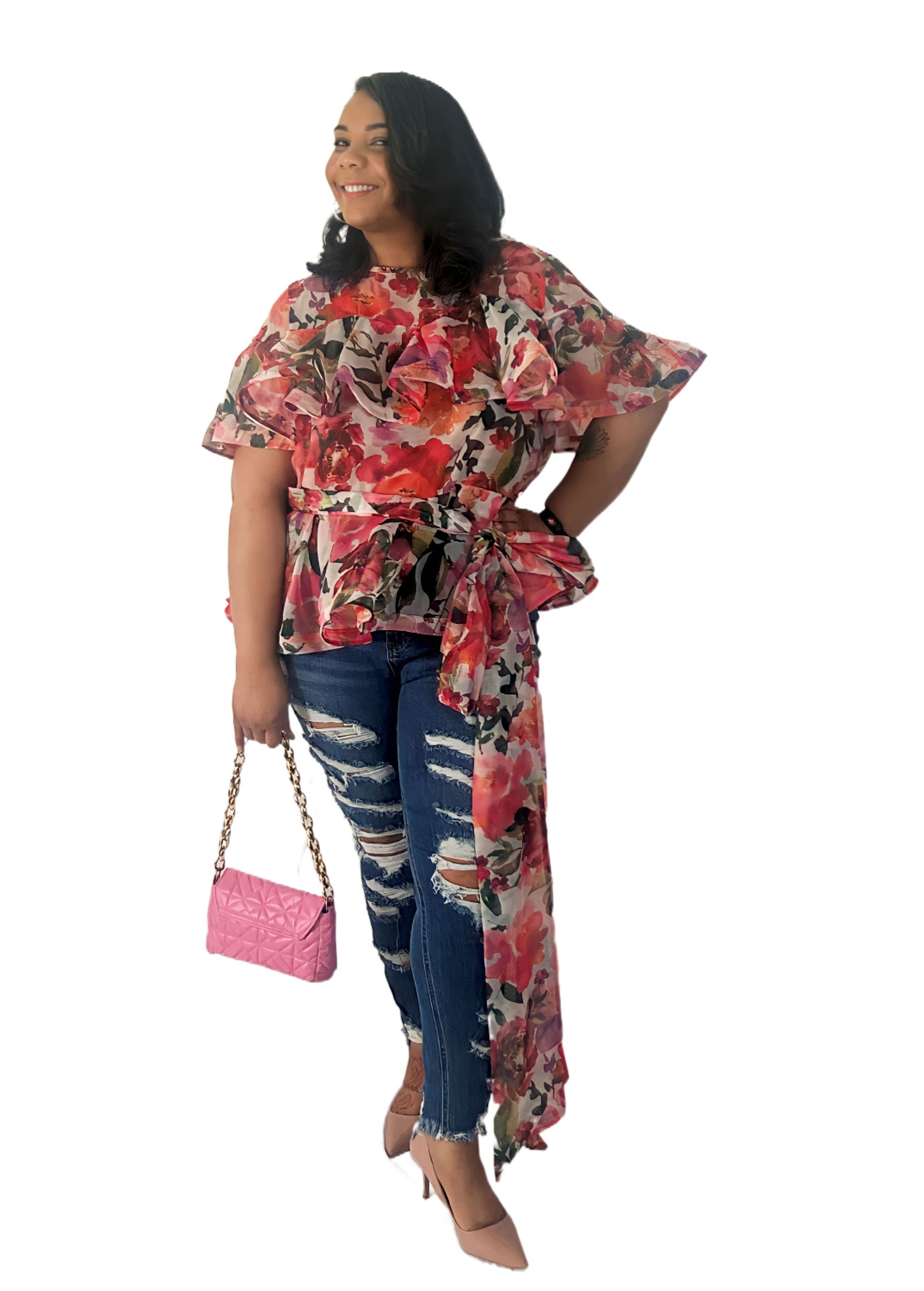 Plus Size: High Waisted Ripped Up Jeans
