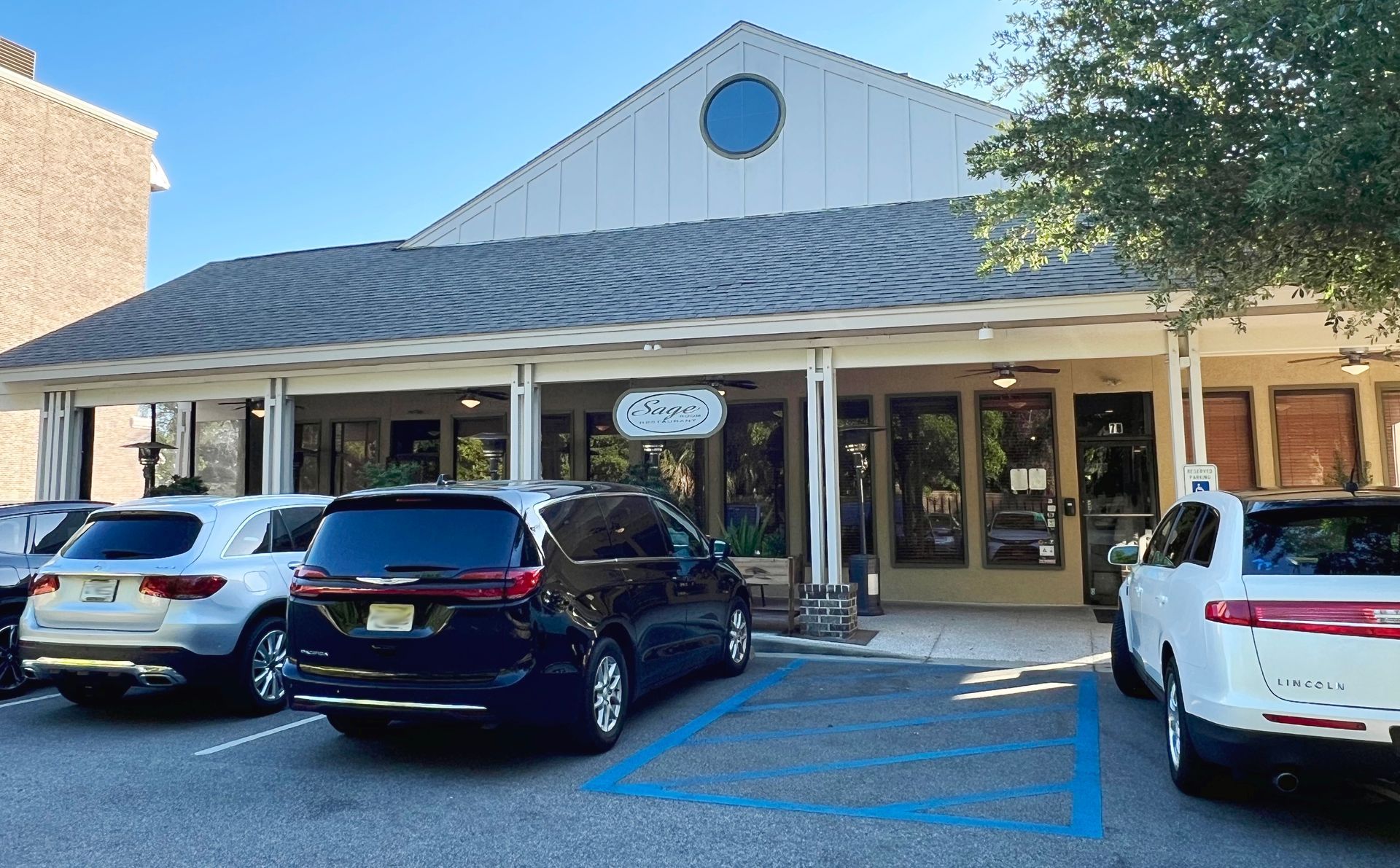 Sage Room Exterior. The Sage Room is located at 75 Pope Avenue on Hilton Head Island.