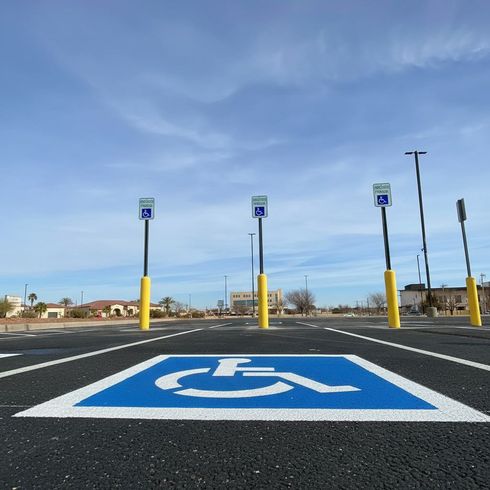 Parking Lot Striping Machine Laying down lines on concrete in Scottsdale