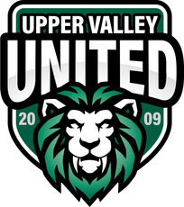 Upper Valley United soccer logo with green lion and black-and-white shield, &ldquo;2019&rdquo; on the sides