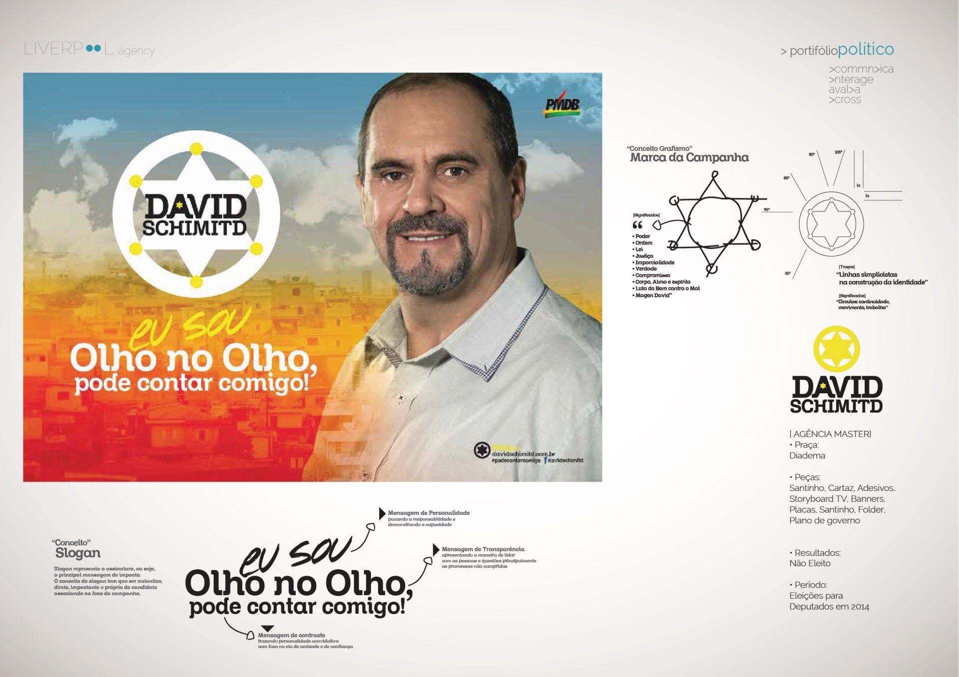 A campaign graphic for candidate David Schmitto, featuring his portrait, a sheriff-star logo, and the slogan 