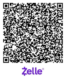 A qr code for zelle is shown on a white background.