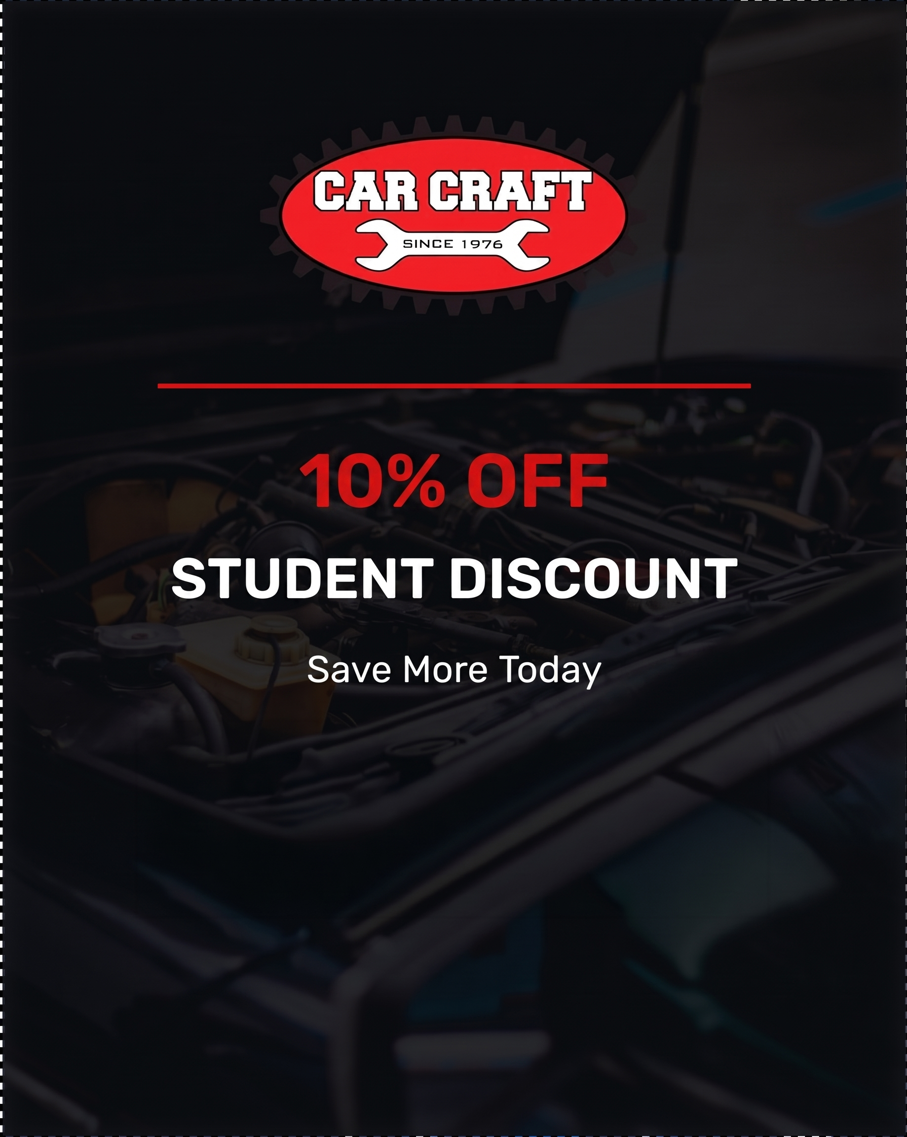 STUDENT COUPON IMAGE | Car Craft of Athens