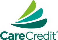 CareCredit logo with green and teal swooshes above the company name.