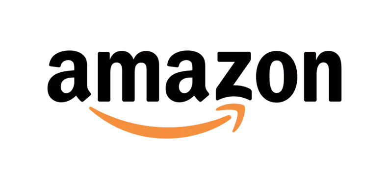 Amazon logo in black with orange smile arrow under the wordmark