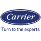 The Carrier logo: the word "Carrier" in white script inside a blue oval, with "Turn to the experts" written below it.