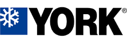 The black text "YORK" next to a white snowflake icon on a blue square background.