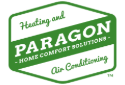 Green, hexagonal logo for Paragon Heating and Air Conditioning, featuring white text on a green background.