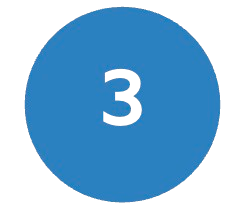 The number 3 in white, centered on a solid blue circular background.