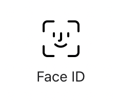 A picture of a face id icon on a white background.