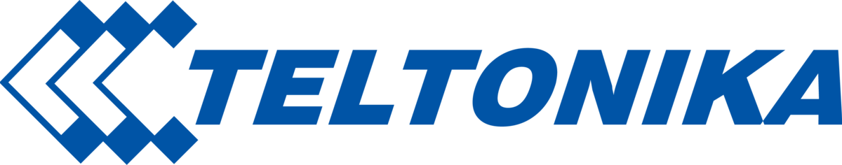 The blue logo for Teltonika, featuring the brand name in a bold sans-serif font next to three angled, diamond-shaped icons.