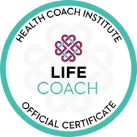 Health Coach Institute Life Coach official certificate with teal border and intertwined heart logo.