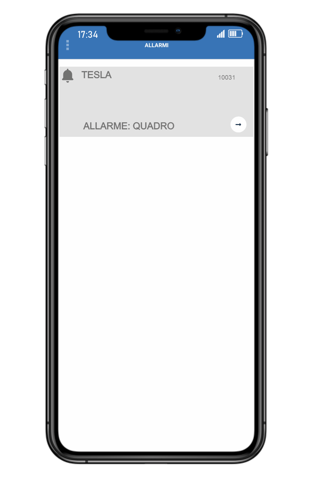 Un telefono cellulare con un'app Tesla aperta.