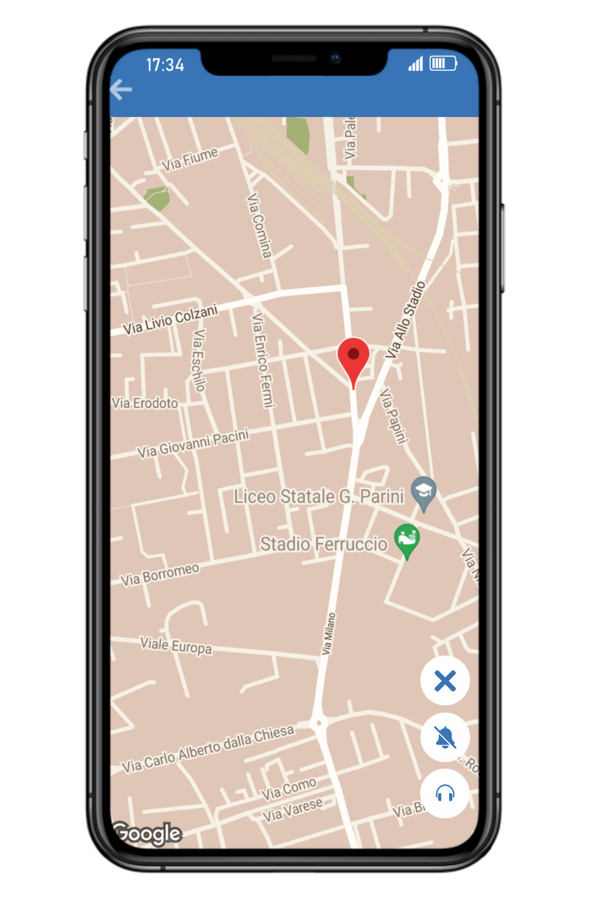 Un telefono cellulare con una mappa sullo schermo.