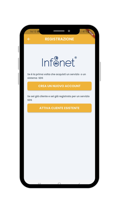 Un telefono cellulare con uno screenshot di un'app.