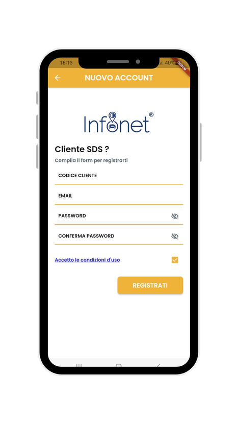 Un telefono cellulare con uno screenshot di un'app.