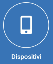 Un'icona di un telefono cellulare in un cerchio blu con la parola dispositivi sotto.