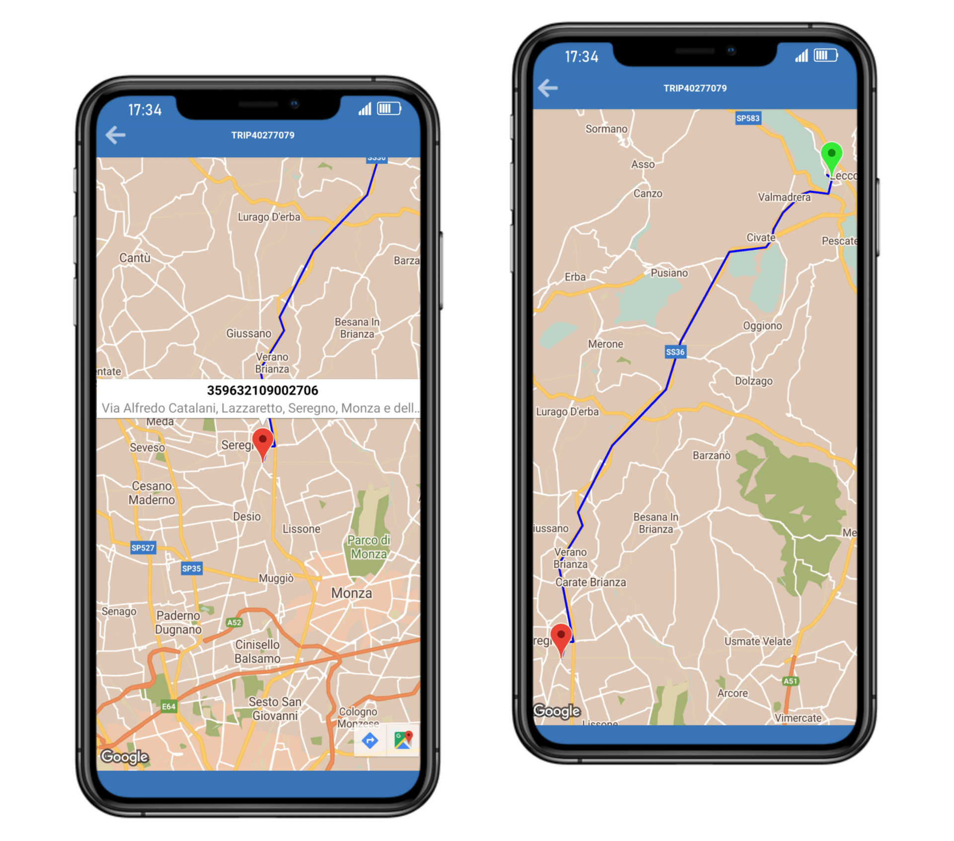 Un paio di telefoni con mappe su uno sfondo bianco.