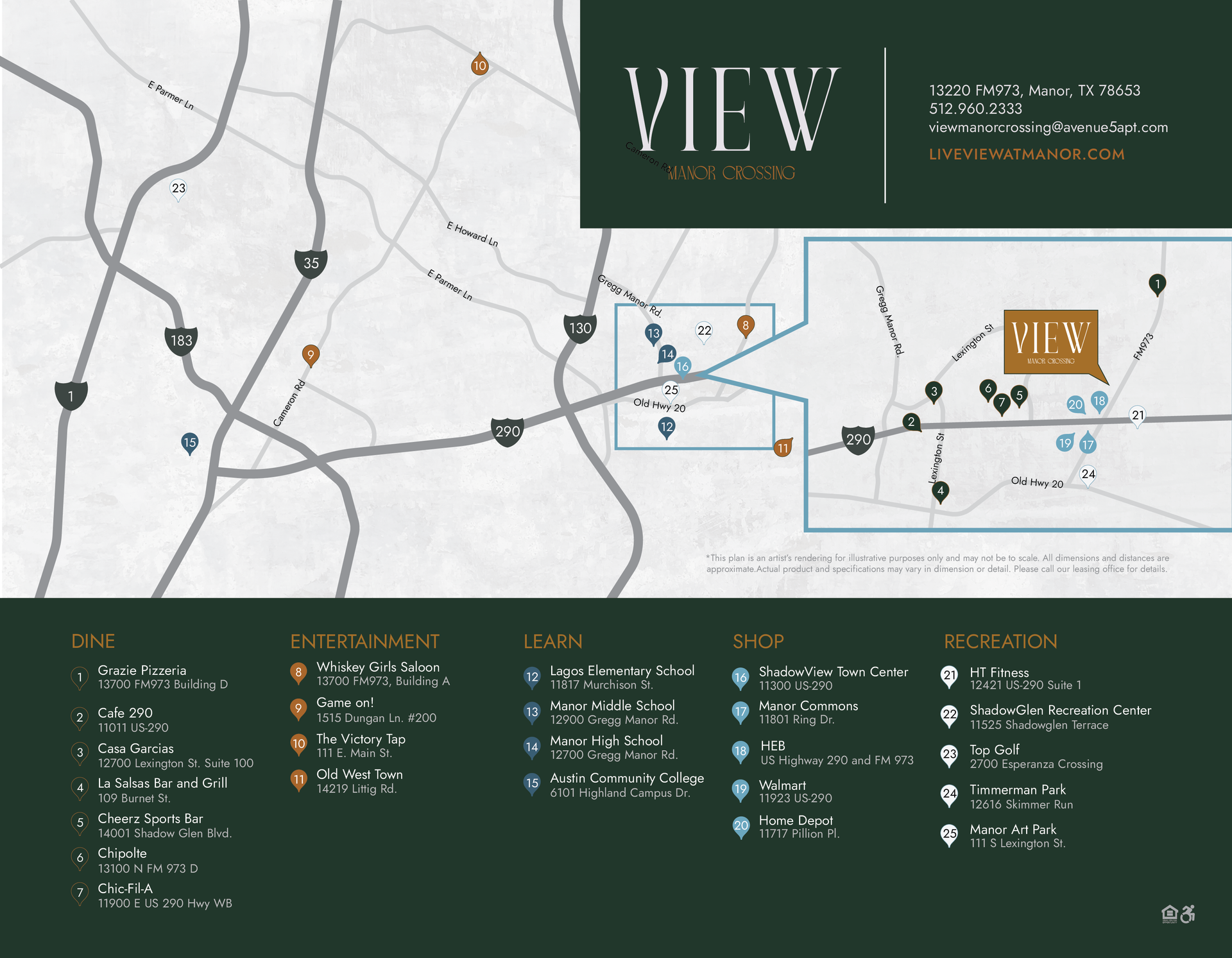 a map around view at manor crossing.