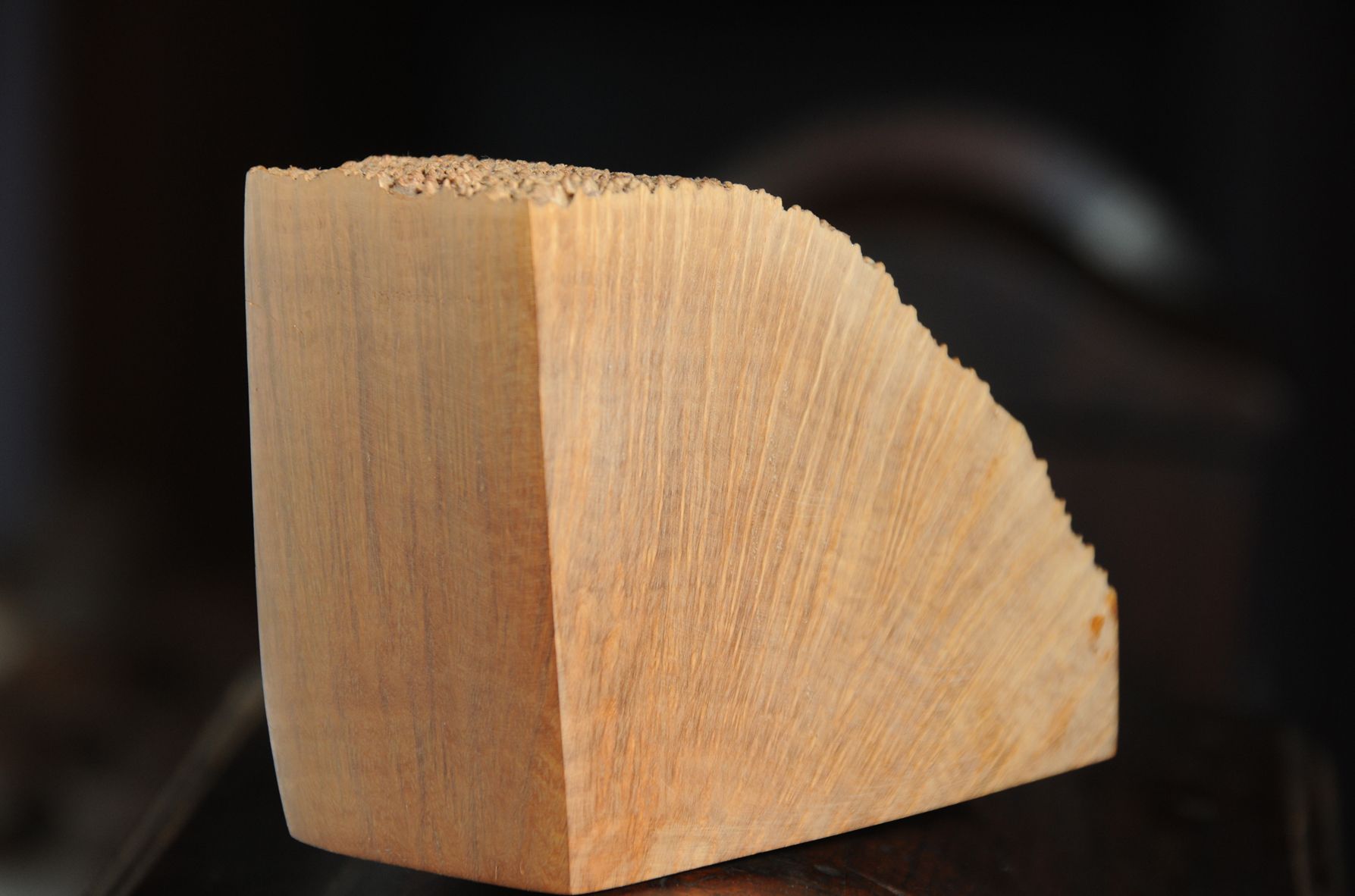 Un pezzo di legno che sembra un pezzo di formaggio
