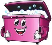 Pink cartoon dumpster