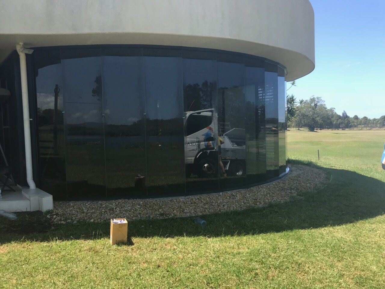 Glass Door Repair For Curved Tinted Glass Entry System