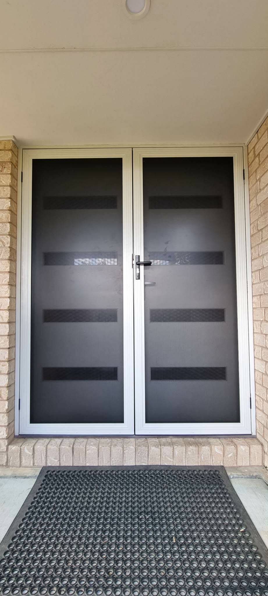 Front Entrance with Frosted Glass Double Doors — Nambucca Glass in Nambucca Heads, NSW