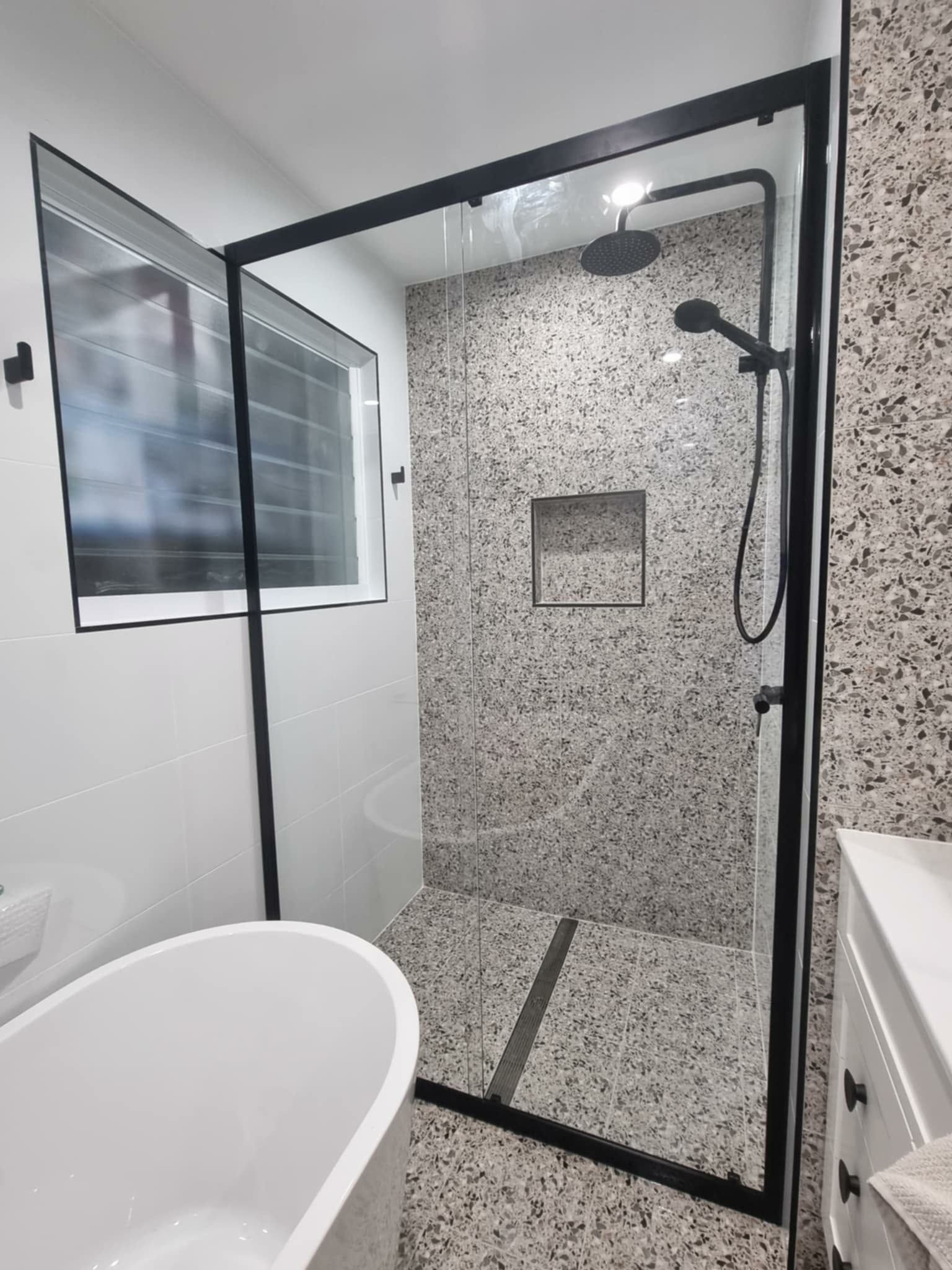 Modern Bathroom With a Glass-enclosed Shower — Nambucca Glass in Nambucca Heads, NSW