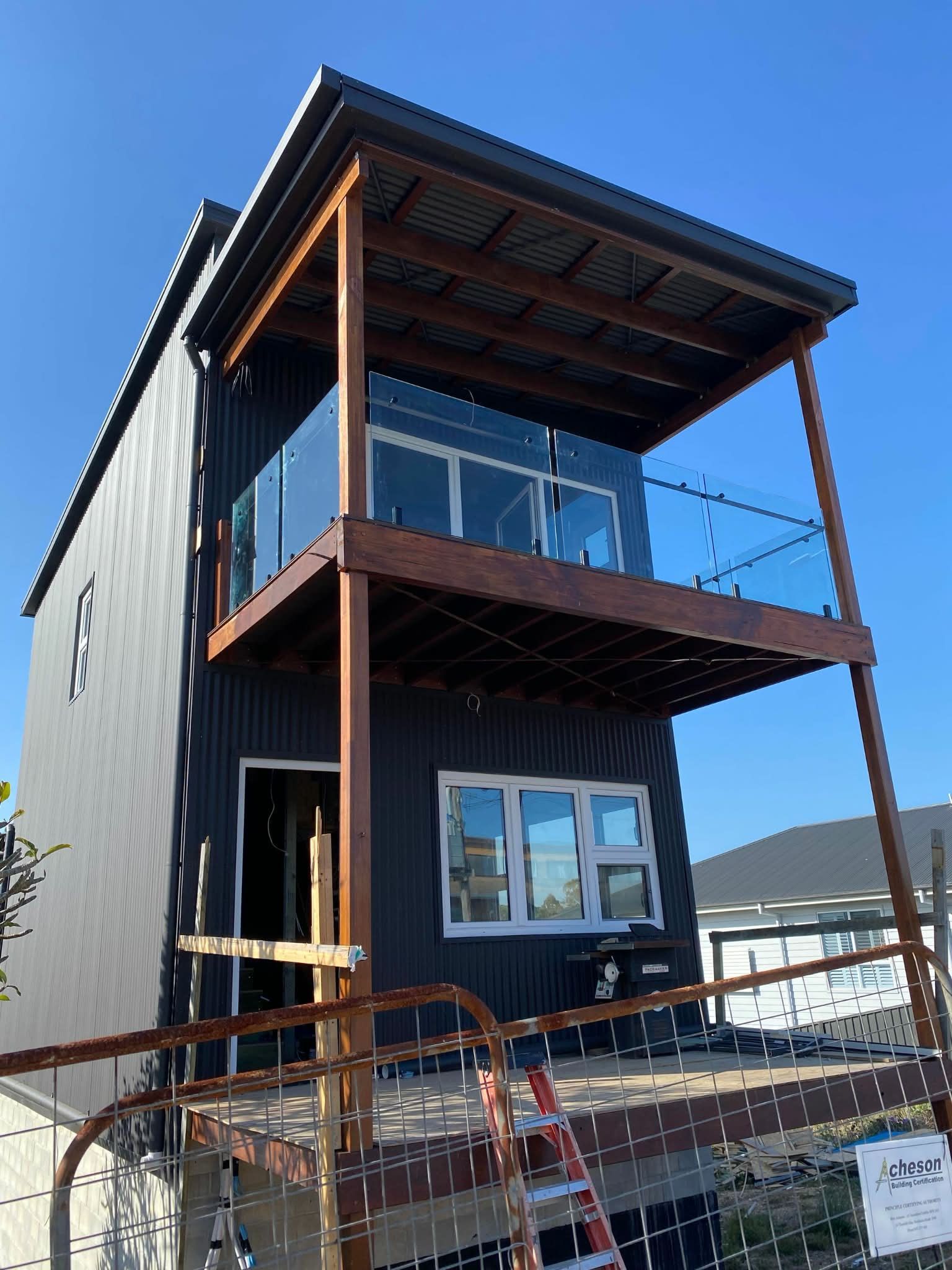 Three Story Modern Black House Under Construction — Nambucca Glass in Nambucca Heads, NSW