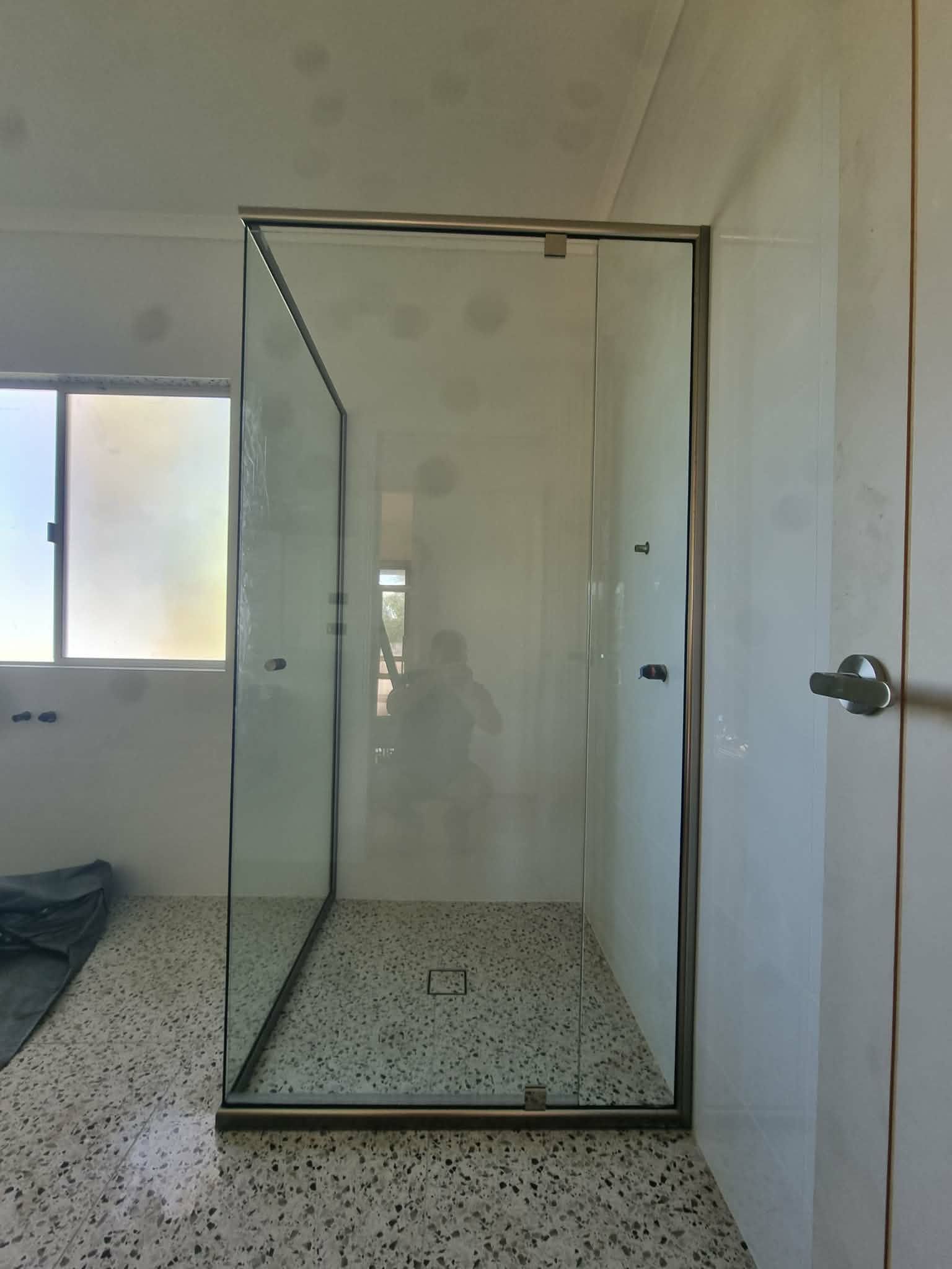 Empty Bathroom Shower Stall With Glass Enclosure — Nambucca Glass in Nambucca Heads, NSW